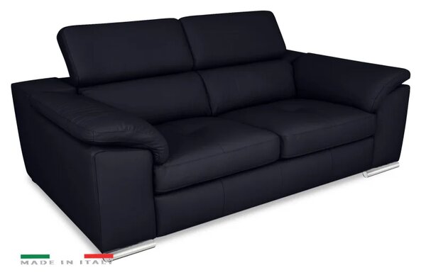 Zltahala.sk Moderná kožená pohovka LOREN II (3P), tm. modrá (madras - 106 dark blue)