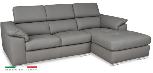 Zltahala.sk Kožená rohová sedacia súprava LOREN II, pravá, sivá (madras - 128 grey)