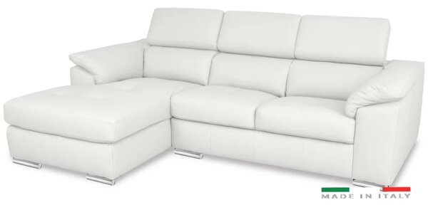 Zltahala.sk Kožená rohová sedacia súprava LOREN II, ľavá, biela (madras - 122 white)