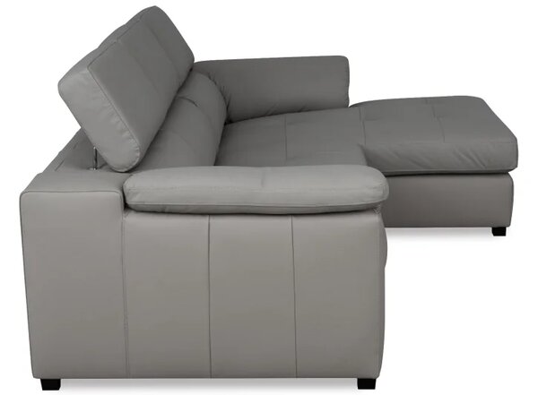 Zltahala.sk Kožená rohová sedacia súprava LOREN II, pravá, sivá (madras - 128 grey)
