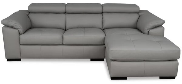Zltahala.sk Kožená rohová sedacia súprava LOREN II, pravá, sivá (madras - 128 grey)