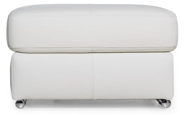 Zltahala.sk Kožený taburet LOREN II, biela (madras - 122 white)