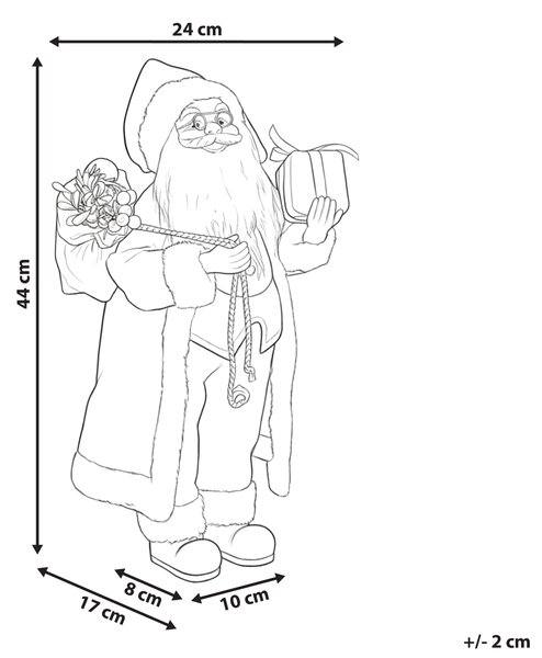 Dekoratívna figúrka červená látka syntetický materiál vianočná dekorácia Santa Claus Mikuláš ozdoba