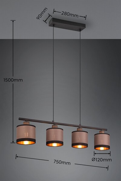 Trio R31554041 závesné stropné svietidlo Davos | 4x10W E14