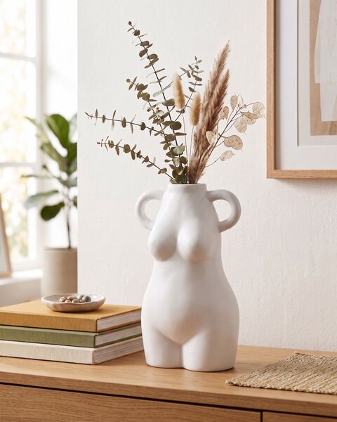 Váza na kvety biela porcelánová 25 cm v tvare ženského tela vodoodolná bytová dekorácia abstraktný dizajn