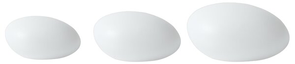 Sada 3 dekoratívnych LED svietidiel biela syntetický materiál v tvare kameňov IP54 vodoodolné s diaľkovým ovládaním záhradné osvetlenie