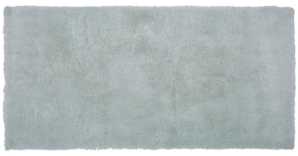 Koberec shaggy mätový zelený zmes bavlny a polyesteru 80 x 150 cm huňatý s vysokým vlasom