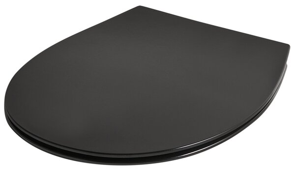 WC doska s pomalým sklápaním čierna duroplast lesklý povrch 45 x 38 cm ľahko odnímateľná kúpeľňové doplnky tradičný štýl kúpeľňa toaleta