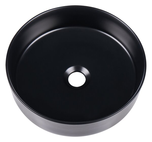 Kúpeľňové umývadlo na dosku čierne keramické okrúhle ⌀ 36 cm moderná kúpeľňa