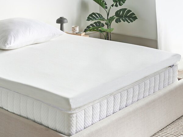Vrchný matrac biela PU pena polyesterový poťah 140 x 200 cm topper podložka na posteľ spálňa