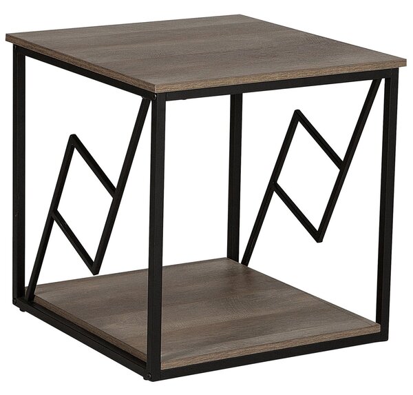 Odkladací stolík tmavé drevo čierny kovový rám štvorcový 56 x 56 cm industriálny štýl minimalistický