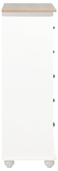 Komoda biela drevotrieska drevo hliník melamínový povrch 117 x 76 x 39 cm úložný priestor 5 zásuviek rustikálny štýl obývačka spálňa