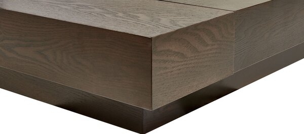Posteľ v japonskom štýle tmavý jaseň 160 x 200 cm nízky drevený rám postele z MDF koženkové čelo nočné stolíky