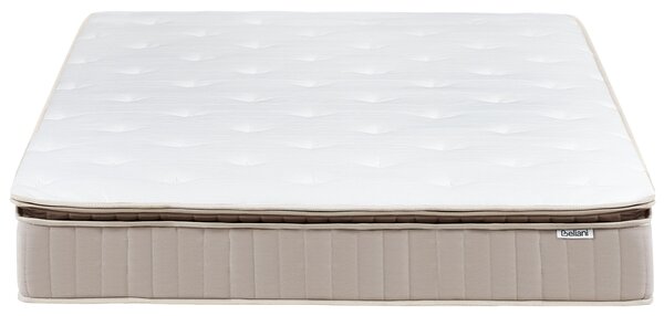Latexový matrac s taštičkovými pružinami biela béžová 140 x 200 cm stredne tvrdý dvojlôžkový snímateľný poťah polyester spálňa doplnky