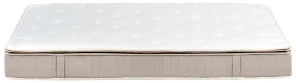 Latexový matrac s taštičkovými pružinami biela béžová 140 x 200 cm stredne tvrdý dvojlôžkový snímateľný poťah polyester spálňa doplnky