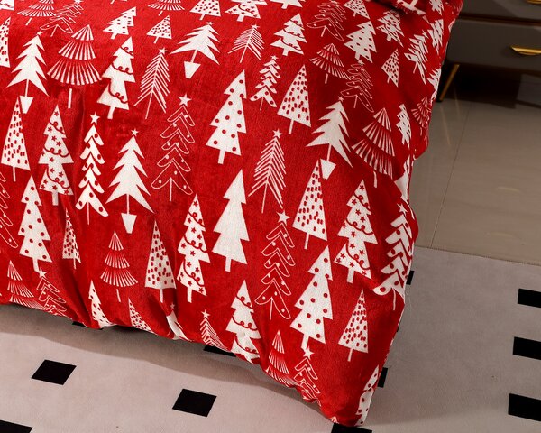 Mikroplyšové obliečky CHRISTMAS TREES červené Rozmer obliečky: 2 ks 70 x 90 cm | 200 x 220 cm