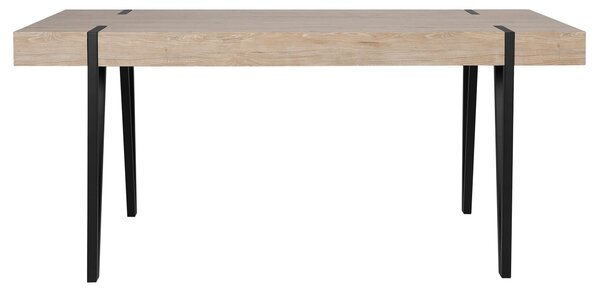 Jedálenský stôl svetlé drevo MDF doska čierne kovové nohy 150 x 90 cm obdĺžnikový moderný industriálny štýl