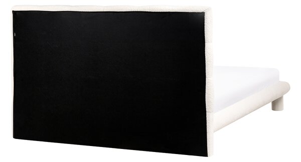 Posteľ krémová biela buklé čalúnenie 140 x 200 cm čalúnené čelo nohy moderný škandinávsky štýl spálňa