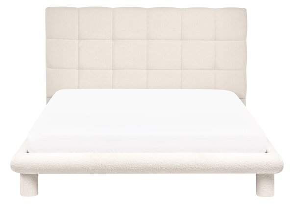 Posteľ krémová biela buklé čalúnenie 140 x 200 cm čalúnené čelo nohy moderný škandinávsky štýl spálňa