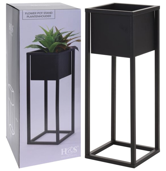 H&S Collection Kvetináč na stojane kovový čierny 60 cm