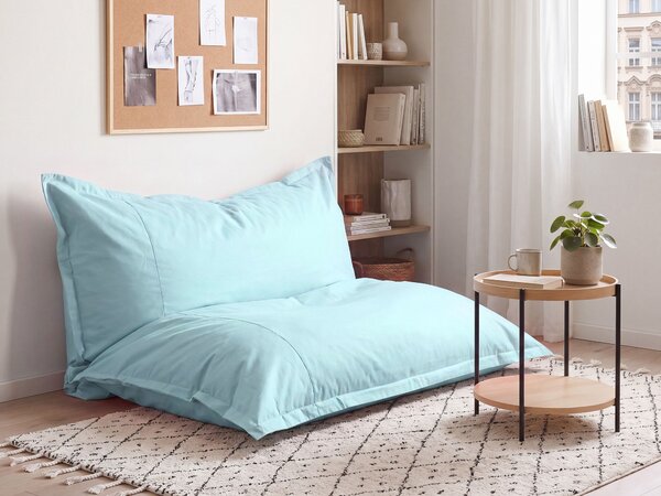 Extra veľký sedací vak svetlomodrý nylonový 180 x 230 cm vodoodolný poťah so zipsom polystyrénová výplň
