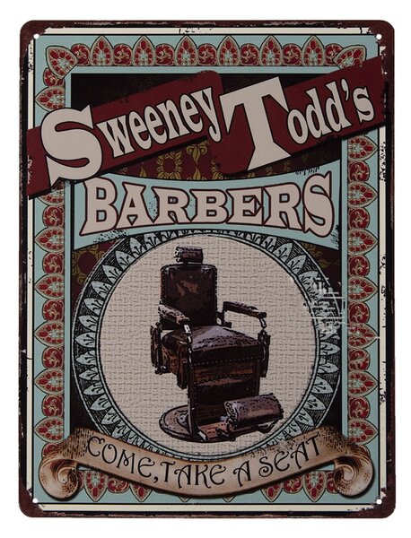 Nástenná kovová ceduľa Barbers - 33 * 25 cm - Clayre & Eef