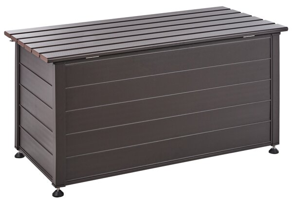 Záhradný úložný box s vekom tmavohnedý hliníkový 123 x 60 cm 330 L vonkajší úložný nábytok