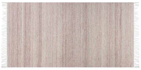 Koberec svetločervený recyklovaný syntetický materiál 80 x 150 cm so strapcami interiér exteriér