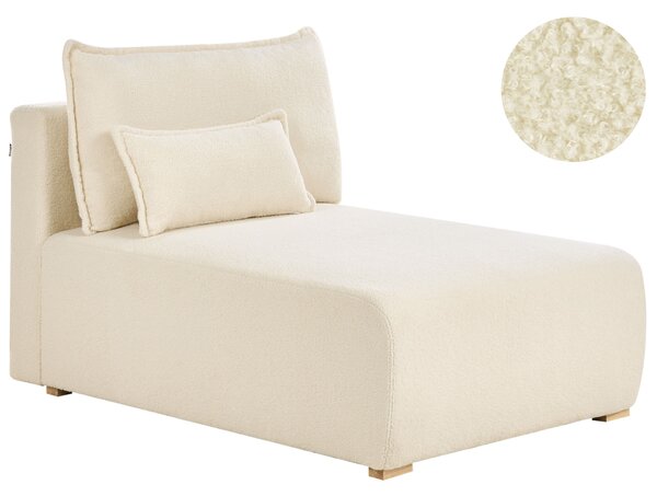 Leňoška krémová biela buklé čalúnenie modulárna s vankúšom moderný minimalistický štýl obývačka