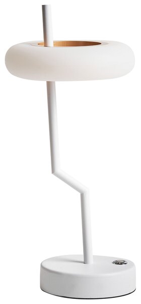 Stolná lampa biela železo hliník s dotykovým vypínačom nabíjanie cez USB kábel bezdrôtová moderný štýl interiér exteriér