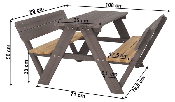Drevený detský záhradný set Abalo - sivá / prírodná