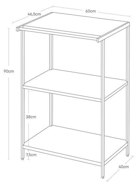 Matne čierny oceľový regál 60x90x46,5 cm Tower – YAMAZAKI