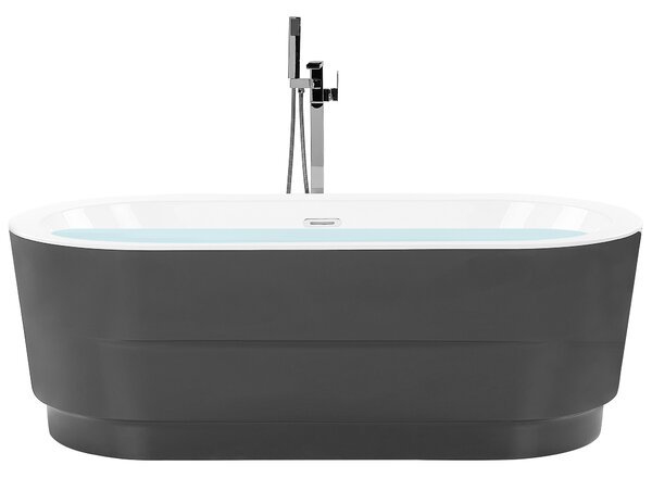 Voľne stojaca vaňa čierna sanitárny akrylát 170 x 80 cm oválna pre jednu osobu moderný miminalistický dizajn