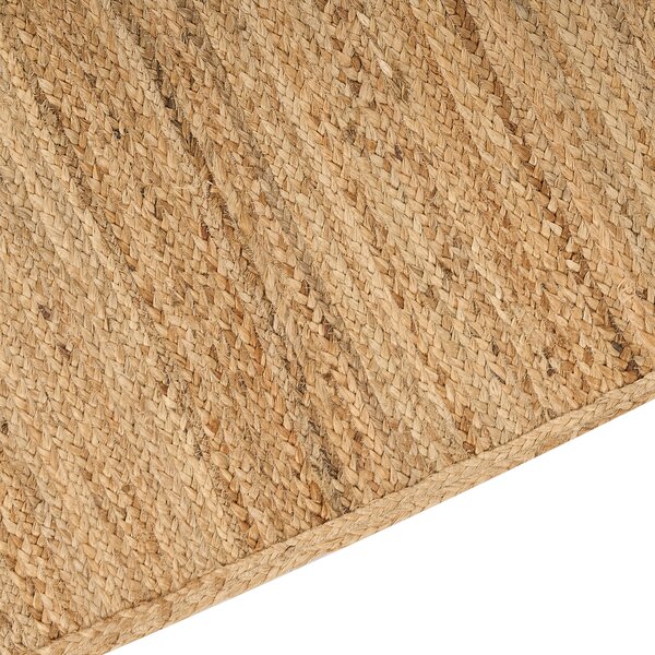 Koberec béžový jutový 160 x 230 cm pletený ručne vyrobený s vyrezávaným vzorom prírodný boho štýl textil