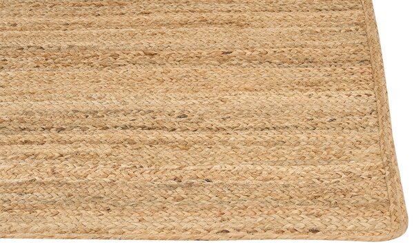 Koberec béžový jutový 160 x 230 cm pletený ručne vyrobený s vyrezávaným vzorom prírodný boho štýl textil