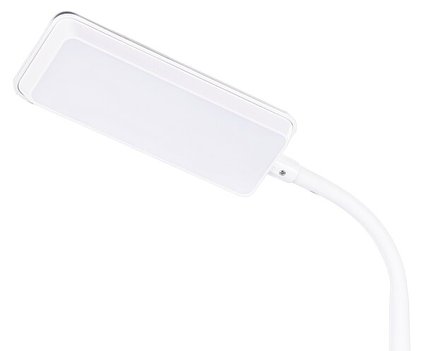 LED stolová lampa biela syntetický materiál kancelárska lampa s nastaviteľným ramenom a stmievačom