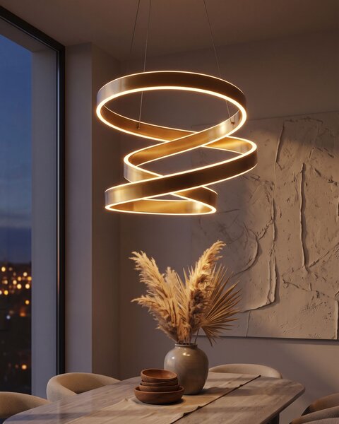 Závesná lampa zlatá hliníková s LED svetlami v tvare uzla moderné elegantné závesné svietidlo