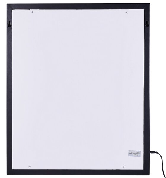Nástenné kozmetické zrkadlo s LED svetlom čierne 50 x 60 cm obdĺžnikový tvar hollywoodske so žiarovkami toaletný stolík glamour štýl