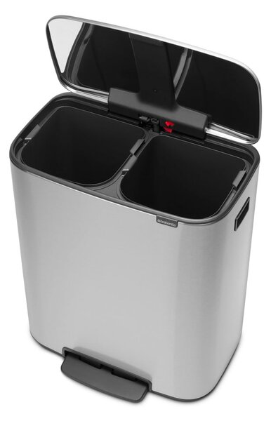 Nášľapný oceľový odpadkový kôš na triedený odpad v matne striebornej farbe 60 l Bo – Brabantia