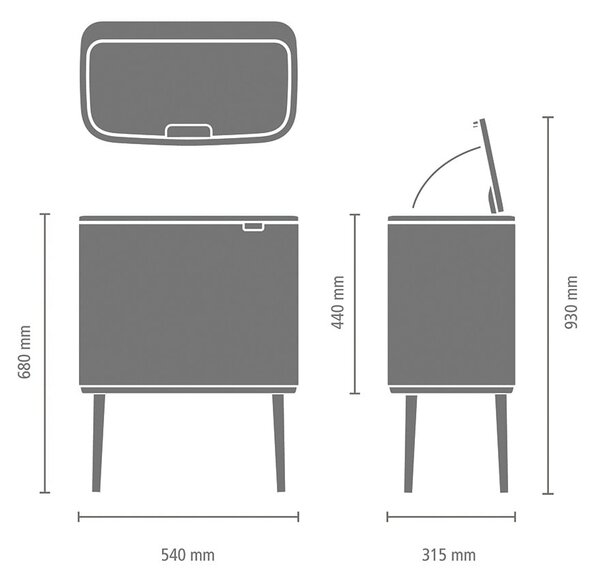 Sivý dotykový oceľový odpadkový kôš na triedený odpad 34 l Bo Touch Bin – Brabantia