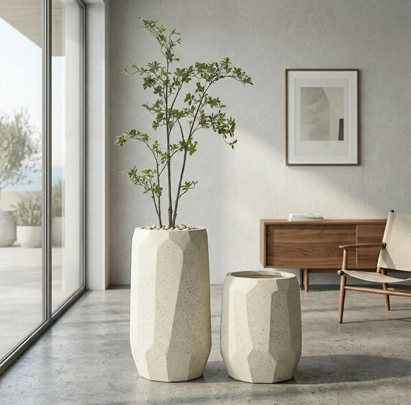 Dekoratívny kvetináč VIREO 48 x 36 cm Sand - Krém - 31 - 50 cm - Sklené vlákna - 31 do 50cm