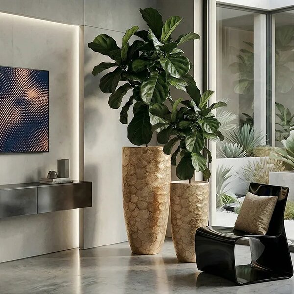 Dekoratívny kvetináč Grand Gold 70 × 35 cm - Zlatá - 51 - 70 cm - Sklené vlákna - 31 do 50cm