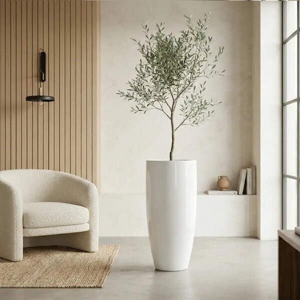 Dekoratívny kvetináč Pure Royal 80 × 40 cm White - Biela - 71 - 90 cm - Sklené vlákna - 31 do 50cm