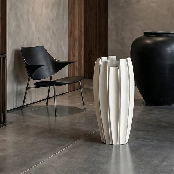 Dekoratívny kvetináč Linea 35 × 65 cm Beige - Krém - 51 - 70 cm - Sklené vlákna - 31 do 50cm