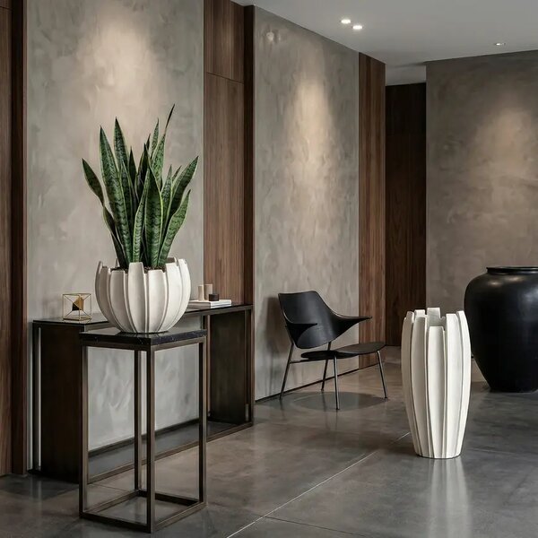 Dekoratívny kvetináč Linea 35 × 65 cm Beige - Krém - 51 - 70 cm - Sklené vlákna - 31 do 50cm