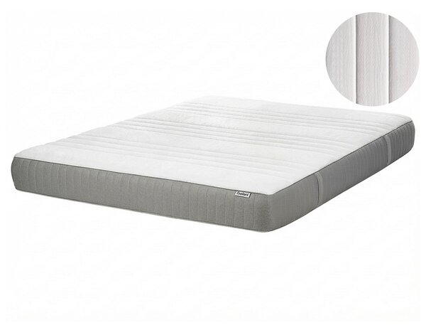 Matrac z pamäťovej peny biely a sivý polyester 160 x 200 cm tvrdý so snímateľným poťahom memory foam