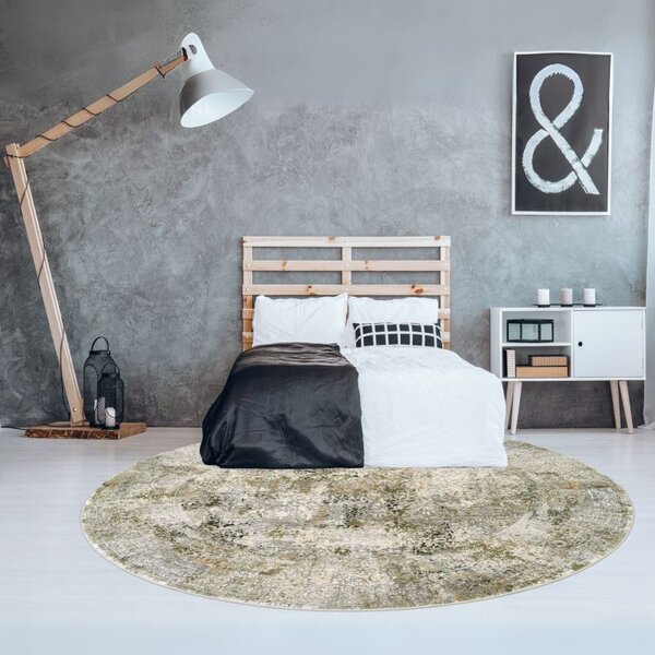 Trendový okrúhly koberec Bestseller Cava 963 Grau Grun 1,60 x 1,60 m