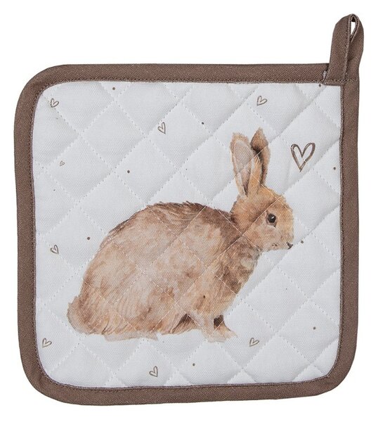 Bavlnená chňapka - podložka s motívom zajačika a srdiečok Bunnies in Love - 20*20 cm - Clayre & Eef
