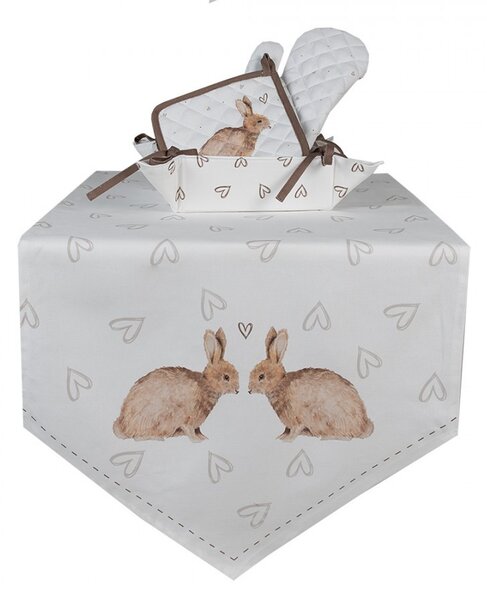 Bavlnená chňapka - podložka s motívom zajačika a srdiečok Bunnies in Love - 20*20 cm - Clayre & Eef