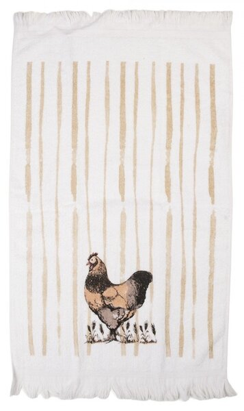 Biely froté uterák so sliepočkou Happy Easter - 40*66 cm - Clayre & Eef